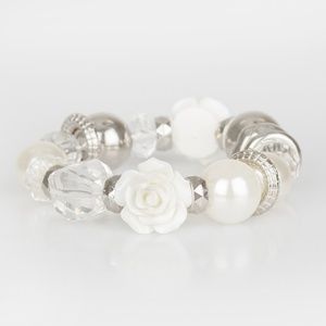 Stretchy silver and white bracelet